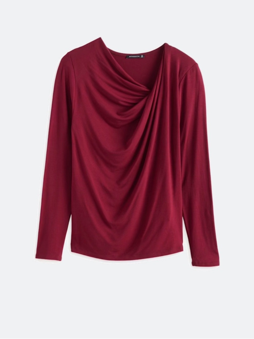 Staccato Wine Red Draped Long-Sleeve Tee